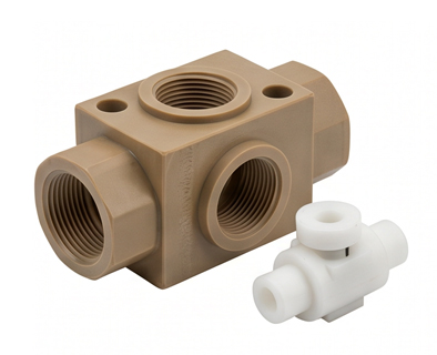 Valve bodies and fluid handling components (POM, PEEK)